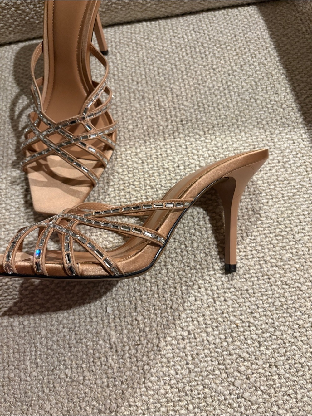 Zara Rhinestone Strappy Heeled Sandals ✨ 39 nwot - Picture 6 of 6